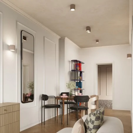 Kinkiety-do-salonu - kinkiet ścienny wewnętrzny z karbowanym kloszem taupe aura sl.1816 sollux 