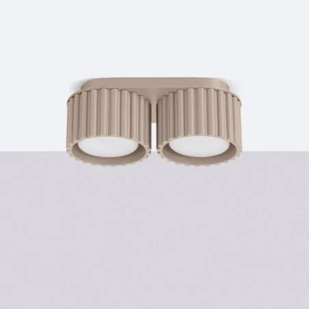 Oswietlenie-sufitowe - oprawa sufitowa podwójna karbowana taupe plafon aura sl.1818 sollux 
