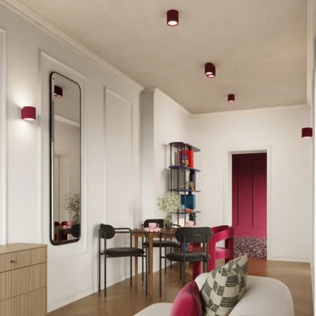 Oswietlenie-sufitowe - plafon tuba sufitowa oprawa karbowana aura 1 burgund gu10 sollux sl.1819 