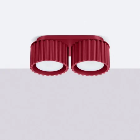 Oswietlenie-sufitowe - plafon aura 2 lampa sufitowa podwójna spot burgund gx53 sollux sl.1823 
