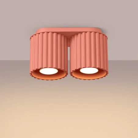 Oswietlenie-sufitowe - lampa sufitowa podwójna plafon aura 2 brzoskwiniowy 2xgu10 sollux sl.1825 