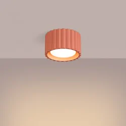 Oswietlenie-sufitowe - plafon aura 1 brzoskwiniowy lampa sufitowa karbowana gx53 sollux sl.1827 