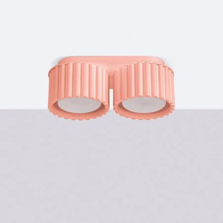 Oswietlenie-sufitowe - plafon aura 2 brzoskwiniowy lampa sufitowa podwójna spot gx53 sollux sl.1828 