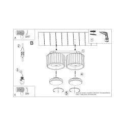 Oswietlenie-sufitowe - plafon aura 2 brzoskwiniowy lampa sufitowa podwójna spot gx53 sollux sl.1828 