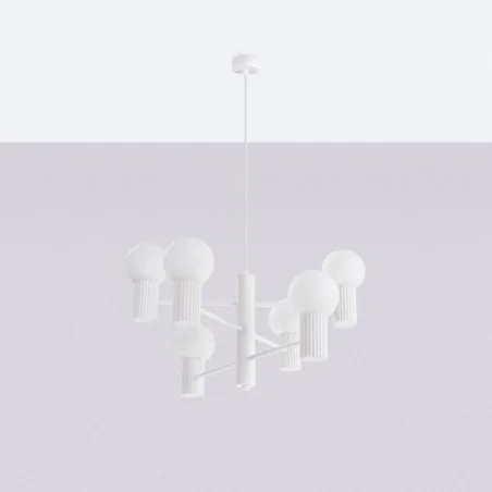 Lampy-sufitowe - żyrandol sufitowy duży do kuchni lampa kule halo 6 biały sollux sl.1829 