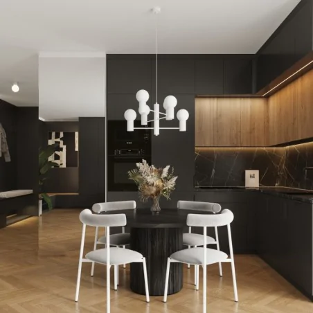 Lampy-sufitowe - żyrandol sufitowy duży do kuchni lampa kule halo 6 biały sollux sl.1829 