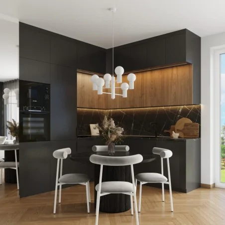 Lampy-sufitowe - żyrandol sufitowy duży do kuchni lampa kule halo 6 biały sollux sl.1829 