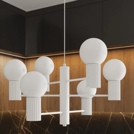 Lampy-sufitowe - żyrandol sufitowy duży do kuchni lampa kule halo 6 biały sollux sl.1829 