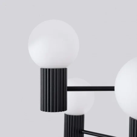 Lampy-sufitowe - żyrandol sufitowy duży oświetlenie lampa nad wyspę halo 6 czarny sollux sl.1830 