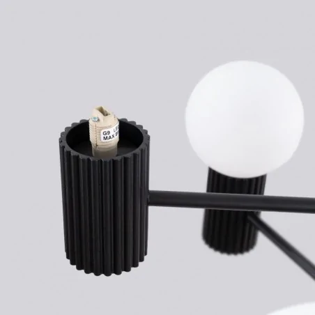 Lampy-sufitowe - żyrandol sufitowy duży oświetlenie lampa nad wyspę halo 6 czarny sollux sl.1830 