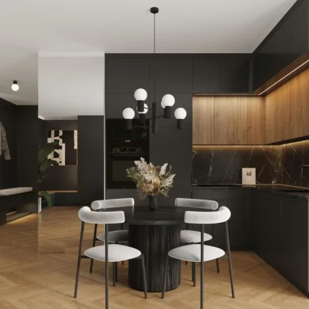 Lampy-sufitowe - żyrandol sufitowy duży oświetlenie lampa nad wyspę halo 6 czarny sollux sl.1830 