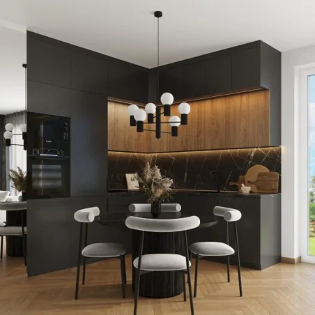 Lampy-sufitowe - żyrandol sufitowy duży oświetlenie lampa nad wyspę halo 6 czarny sollux sl.1830 