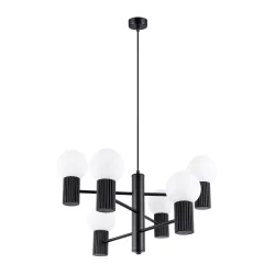 Lampy-sufitowe - żyrandol sufitowy duży oświetlenie lampa nad wyspę halo 6 czarny sollux sl.1830