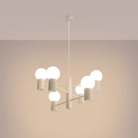 Lampy-sufitowe - żyrandol beżowy oświetlenie do salonu kule halo 6 sollux sl.1831 