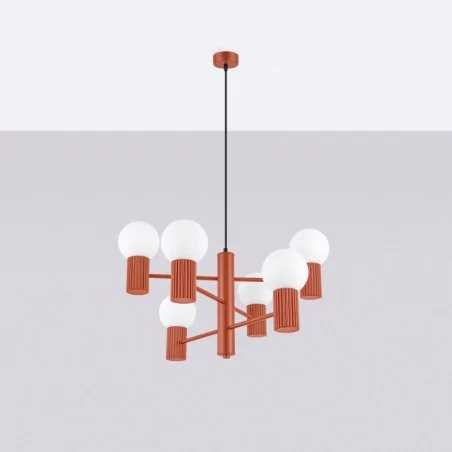 Lampy-sufitowe - żyrandol sufitowy lampa modne kule halo 6 ochra czerwona sollux sl.1833 