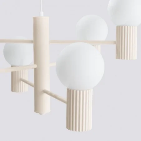 Lampy-sufitowe - żyrandol beżowy oświetlenie do salonu kule halo 6 sollux sl.1831 