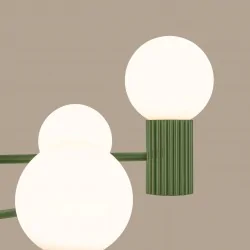 Lampy-sufitowe - żyrandol lampa sufitowa duża kule halo 6 zielony oliwkowy sollux sl.1832 