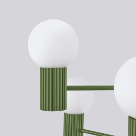 Lampy-sufitowe - żyrandol lampa sufitowa duża kule halo 6 zielony oliwkowy sollux sl.1832 