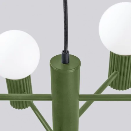 Lampy-sufitowe - żyrandol lampa sufitowa duża kule halo 6 zielony oliwkowy sollux sl.1832 