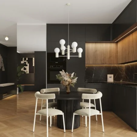 Lampy-sufitowe - żyrandol beżowy oświetlenie do salonu kule halo 6 sollux sl.1831 