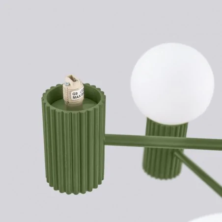 Lampy-sufitowe - żyrandol lampa sufitowa duża kule halo 6 zielony oliwkowy sollux sl.1832 