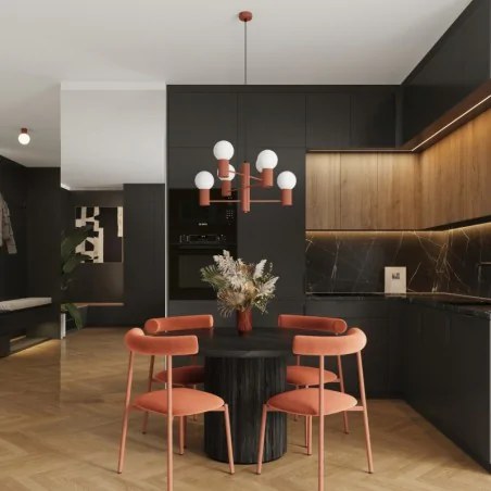 Lampy-sufitowe - żyrandol sufitowy lampa modne kule halo 6 ochra czerwona sollux sl.1833 