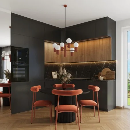 Lampy-sufitowe - żyrandol sufitowy lampa modne kule halo 6 ochra czerwona sollux sl.1833 