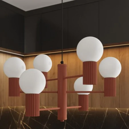 Lampy-sufitowe - żyrandol sufitowy lampa modne kule halo 6 ochra czerwona sollux sl.1833 