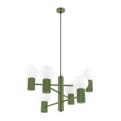Lampy-sufitowe - żyrandol lampa sufitowa duża kule halo 6 zielony oliwkowy sollux sl.1832