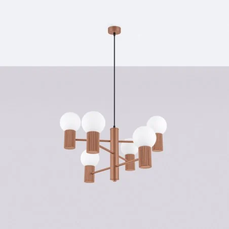 Lampy-sufitowe - żyrandol duży 6 kul lampa sufitowa brązowa halo 6 mocca sollux sl.1834 
