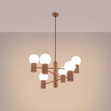Lampy-sufitowe - żyrandol duży 6 kul lampa sufitowa brązowa halo 6 mocca sollux sl.1834 
