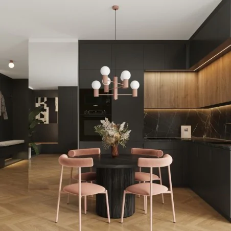 Lampy-sufitowe - żyrandol duży 6 kul lampa sufitowa brązowa halo 6 mocca sollux sl.1834 