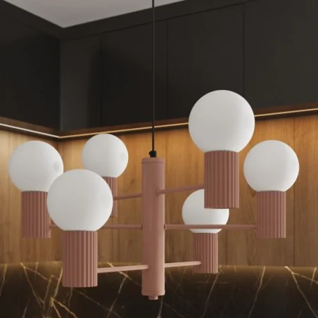 Lampy-sufitowe - żyrandol duży 6 kul lampa sufitowa brązowa halo 6 mocca sollux sl.1834 