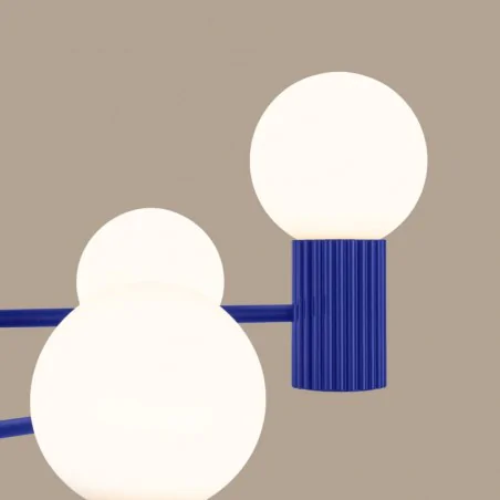 Lampy-sufitowe - żyrandol niebieski do kuchni białe kule lampa sufitowa halo 6 ultramaryna sollux sl.1835 