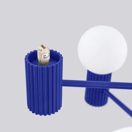 Lampy-sufitowe - żyrandol niebieski do kuchni białe kule lampa sufitowa halo 6 ultramaryna sollux sl.1835 