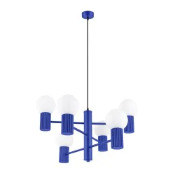 Lampy-sufitowe - żyrandol niebieski do kuchni białe kule lampa sufitowa halo 6 ultramaryna sollux sl.1835