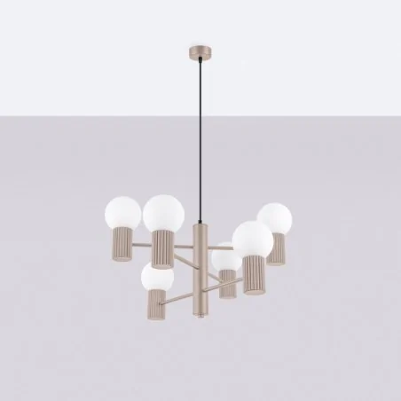 Lampy-sufitowe - lampa sufitowa kule żyrandol halo 6 taupe sollux sl.1836 