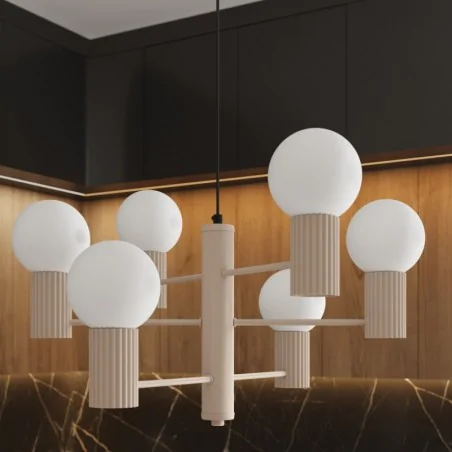 Lampy-sufitowe - lampa sufitowa kule żyrandol halo 6 taupe sollux sl.1836 