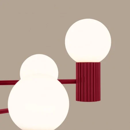 Lampy-sufitowe - żyrandol sufitowy gemetryczny 6 kul halo 6 burgund sollux sl.1837 