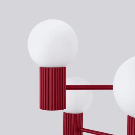 Lampy-sufitowe - żyrandol sufitowy gemetryczny 6 kul halo 6 burgund sollux sl.1837 