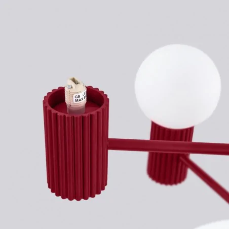 Lampy-sufitowe - żyrandol sufitowy gemetryczny 6 kul halo 6 burgund sollux sl.1837 