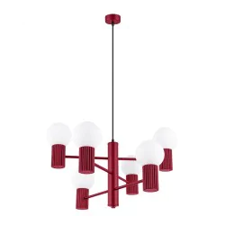 Lampy-sufitowe - żyrandol sufitowy gemetryczny 6 kul halo 6 burgund sollux sl.1837