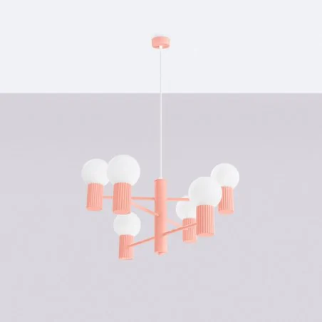 Lampy-sufitowe - żyrandol halo 6 brzoskwiniowy lampa sufitowa kule sollux sl.1838 