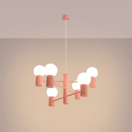 Lampy-sufitowe - żyrandol halo 6 brzoskwiniowy lampa sufitowa kule sollux sl.1838 