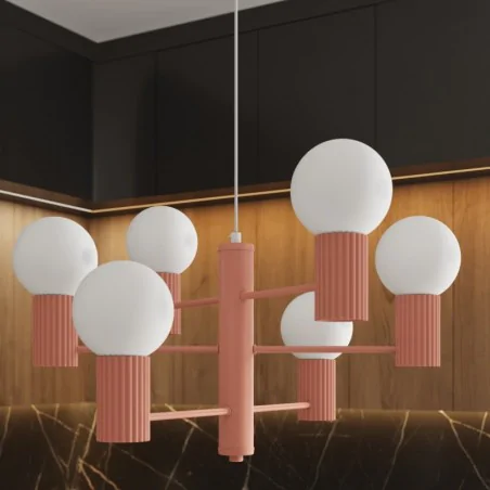 Lampy-sufitowe - żyrandol halo 6 brzoskwiniowy lampa sufitowa kule sollux sl.1838 