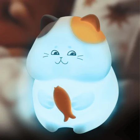 Oswietlenie-do-pokoju-dzieciecego - lampka nocna led dla dziecka silikonowa kotek z rybką gatto led 327642 goldlux 