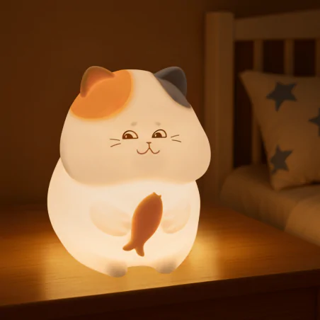 Oswietlenie-do-pokoju-dzieciecego - lampka nocna led dla dziecka silikonowa kotek z rybką gatto led 327642 goldlux 