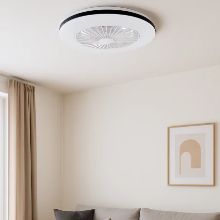Plafony - lampa led z wiatrakiem sterowana pilotem plafoniera z wentylatorem halny ideus 