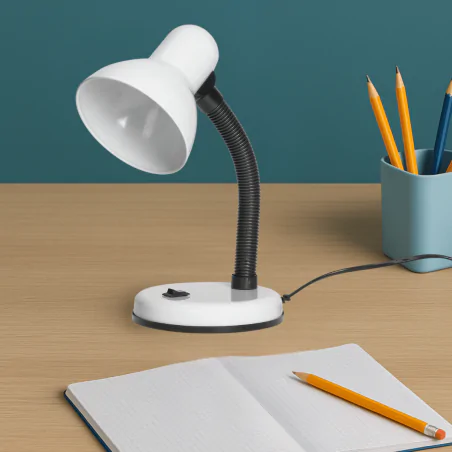 Lampki-biurkowe - lampka na biurko elastyczna biała do nauki z wyłącznikiem na podstawie fupi dl-4/w orno 