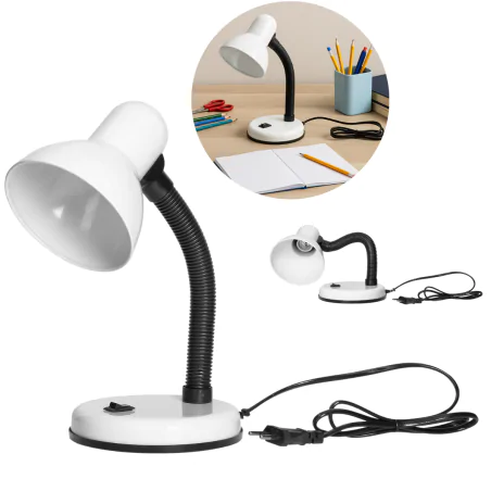 Lampki-biurkowe - lampka na biurko elastyczna biała do nauki z wyłącznikiem na podstawie fupi dl-4/w orno 